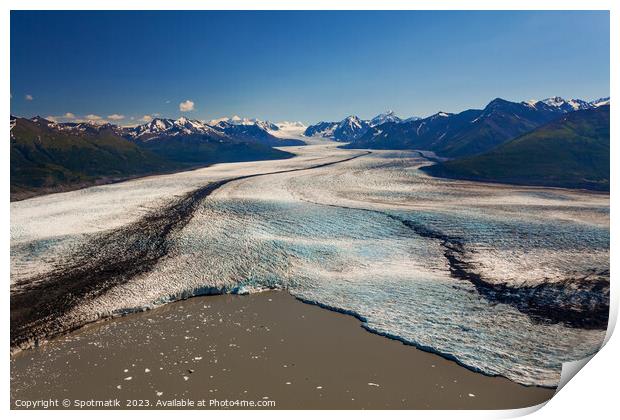 Aerial view Alaska USA Knik glacier Chugach Mountains  Print by Spotmatik 