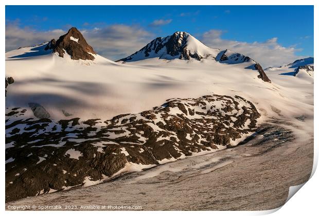 Aerial snowy mountain Wilderness Alaskan remote Chugach mountain Print by Spotmatik 