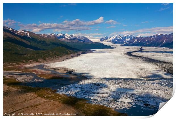 Aerial view Chugach Mountains Alaska Knik glacier America Print by Spotmatik 