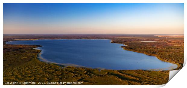 Aerial Panoramic view of Canadian wetland remote Wilderness  Print by Spotmatik 