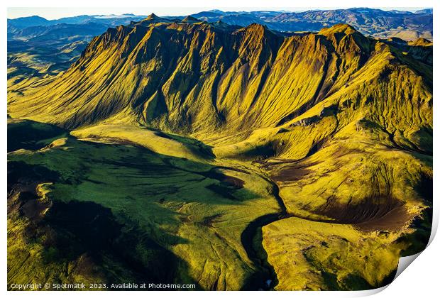 Aerial Iceland Landmannalaugar National Park  Print by Spotmatik 
