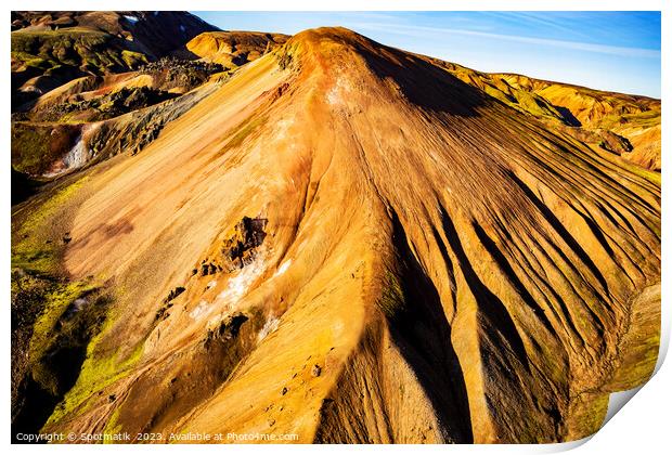 Aerial Icelandic view of Landmannalaugar colour rich minerals Print by Spotmatik 