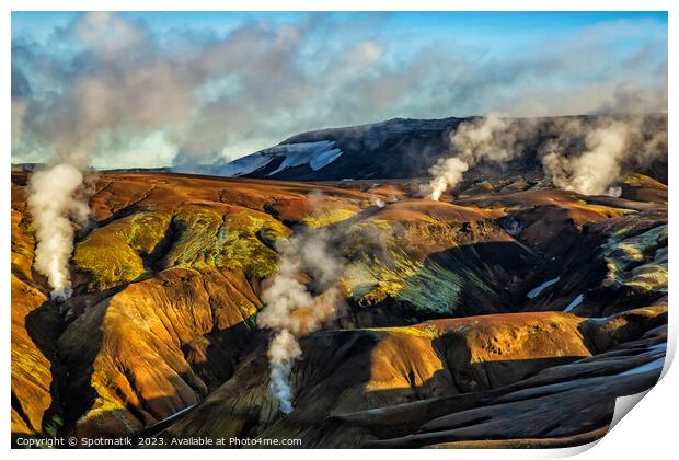 Aerial volcanic hot springs Iceland travel tourism Europe Print by Spotmatik 