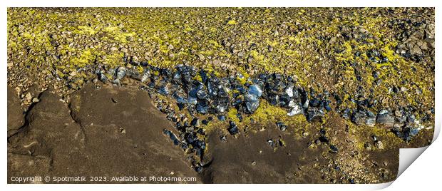 Aerial panorama view of solidified lava flow Iceland Print by Spotmatik 