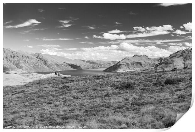 Active seniors on hiking adventure exploring New Zealand Print by Spotmatik 