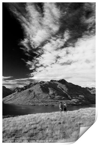 New Zealand adventure couple trekking The Remarkables Otago Print by Spotmatik 