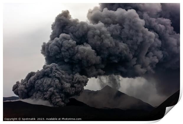 Mt Bromo Java active volcano erupting Indonesia Asia Print by Spotmatik 