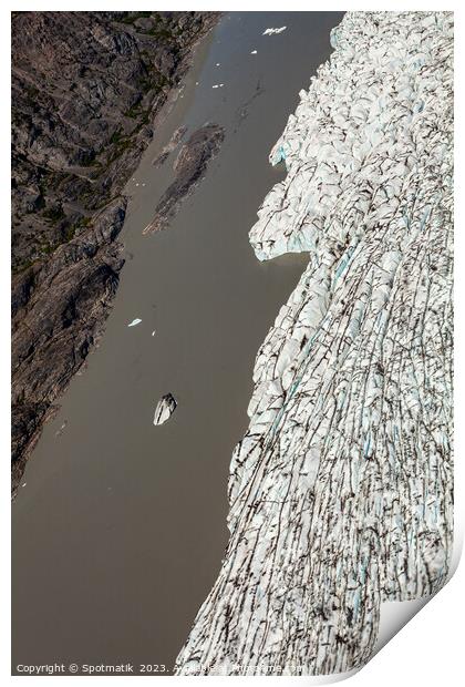 Aerial view of glacier ice shelf Alaska America Print by Spotmatik 
