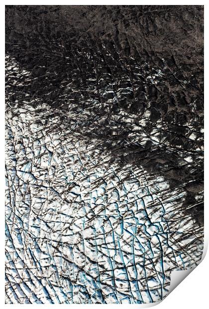 Aerial view frozen glacial ice formations Alaska America Print by Spotmatik 