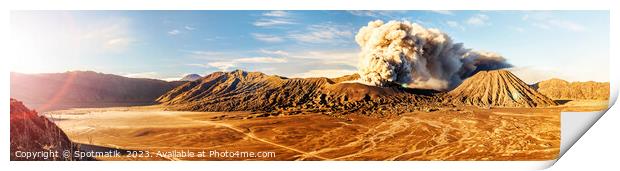 Panoramic view Mount Bromo active volcanic eruption Indonesia  Print by Spotmatik 