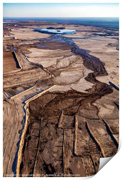 Aerial Oil Sands river near Ft Mc Murray Canada  Print by Spotmatik 