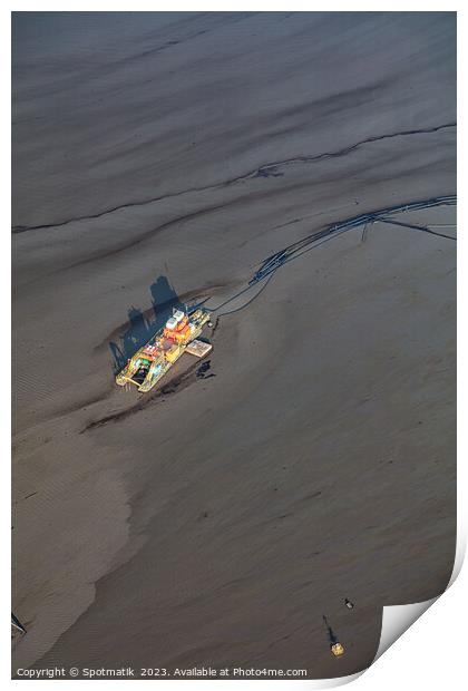 Aerial Abstract Tar sand waste ponds Ft McMurray  Print by Spotmatik 