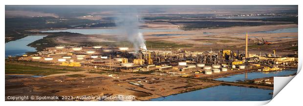 Aerial Panoramic of view Petrochemical Oil Refinery Canada Print by Spotmatik 