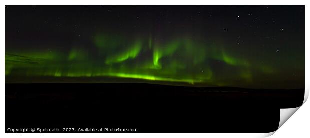 Aerial Panorama view of the Aurora Borealis Iceland  Print by Spotmatik 