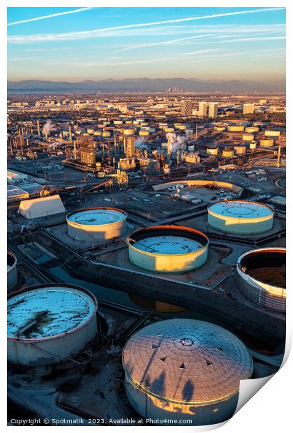 Aerial view of Industrial coastal Petrochemical refinery Print by Spotmatik 
