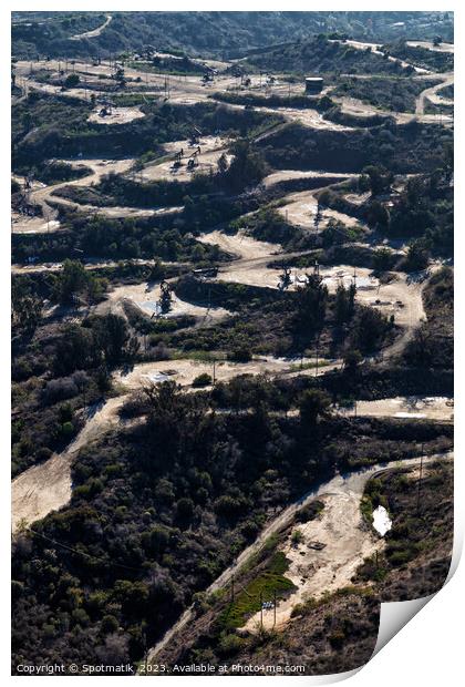 Aerial downtown view of Los Angeles Ingelwood Oil Field USA Print by Spotmatik 