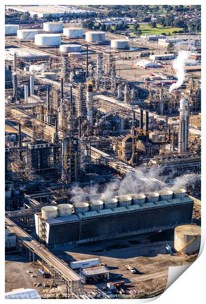 Aerial view of petrochemical production plant Los Angeles  Print by Spotmatik 
