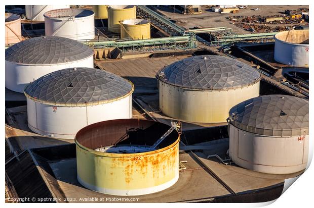 Aerial view of oil refinery near Los Angeles  Print by Spotmatik 