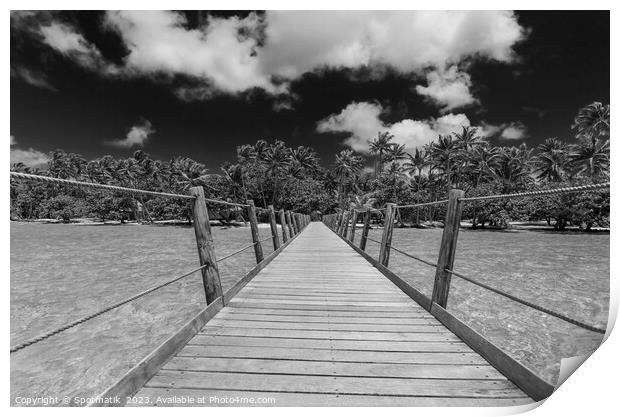 Bora Bora Island jetty in luxury tropical resort Print by Spotmatik 