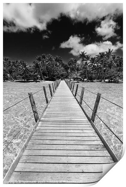 Bora Bora tropical Island overwater boardwalk French Polynesia Print by Spotmatik 