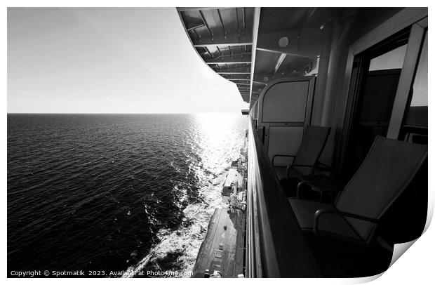 Sunset view from balcony cabin of Cruise ship  Print by Spotmatik 