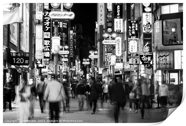 Tokyo Japan Illuminated night Motion blur Ginza Shibuya  Print by Spotmatik 