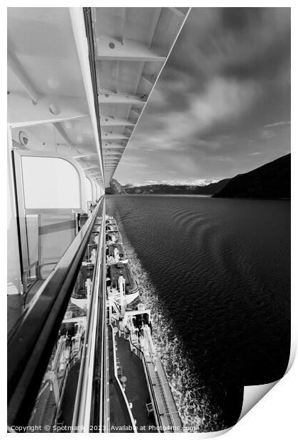 Cruise Ship balcony view of scenic Norwegian Fjord  Print by Spotmatik 