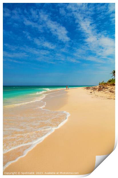 Tropical ocean waves on paradise island beach Bahamas Print by Spotmatik 