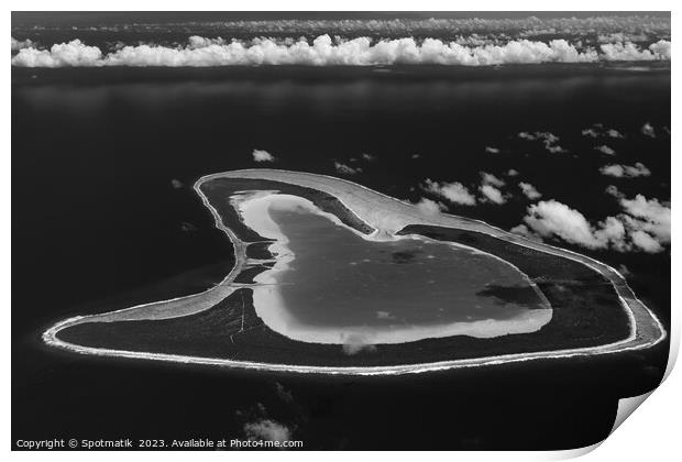 Aerial Tupai Island French Polynesia South Pacific Ocean Print by Spotmatik 