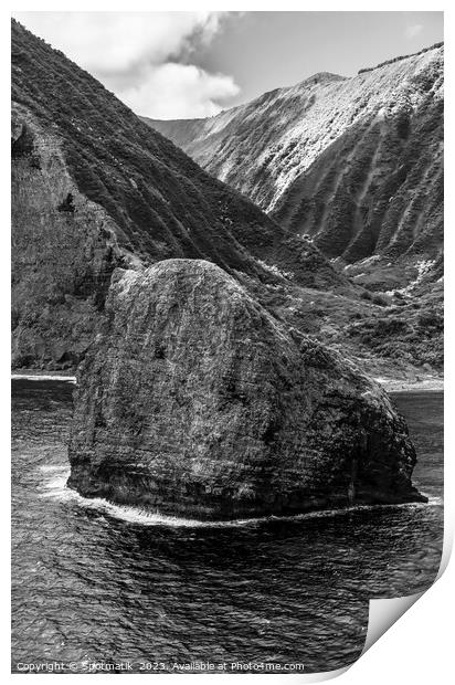 Aerial coastal view of Okala Island Molokai Hawaii  Print by Spotmatik 