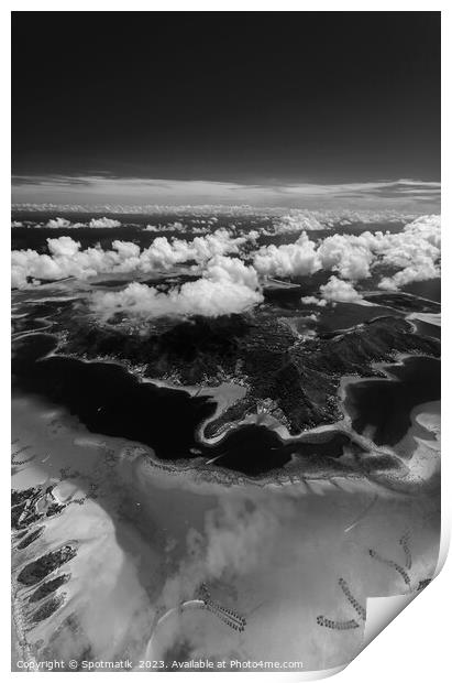 Aerial Bora Bora French Polynesia Pacific Atoll Island Print by Spotmatik 