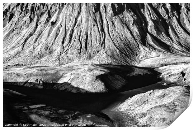 Aerial volcanic landscape Wilderness Landmannalaugar Print by Spotmatik 