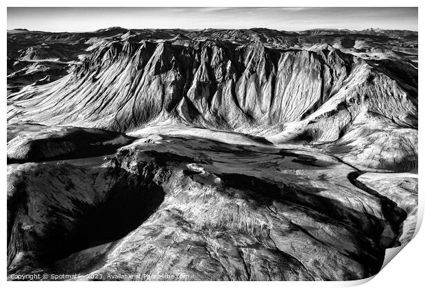 Aerial Landmannalaugar National Park Iceland volcanic mountains  Print by Spotmatik 