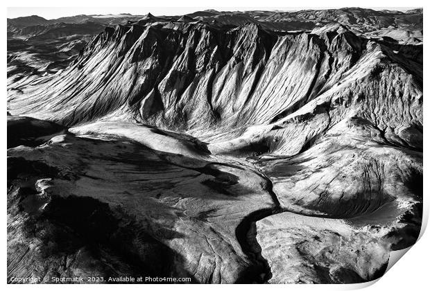 Aerial Iceland Landmannalaugar National Park volcano Print by Spotmatik 