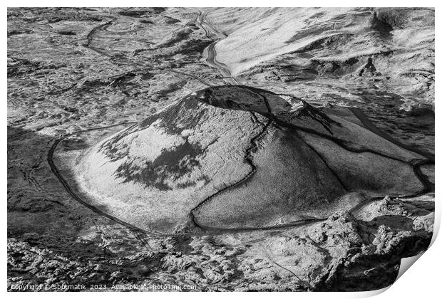 Aerial Wilderness view of Iceland Landmannalaugar National Park  Print by Spotmatik 