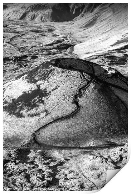 Aerial view of Icelandic volcanic landscape Landmannalaugar Print by Spotmatik 