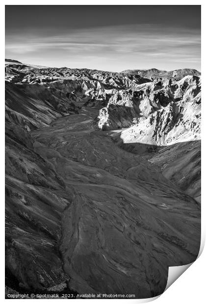 Aerial view of Iceland Landmannalaugar National Park Print by Spotmatik 