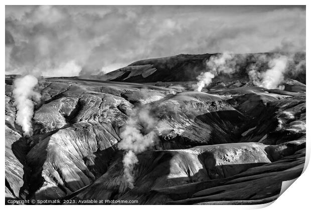 Aerial volcanic hot springs Iceland travel tourism Print by Spotmatik 