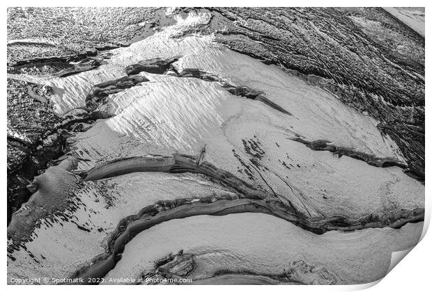 Aerial Icelandic volcanic frozen glacial river meltwater Print by Spotmatik 