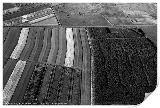 Aerial of Icelandic agricultural farming crops green countryside Print by Spotmatik 