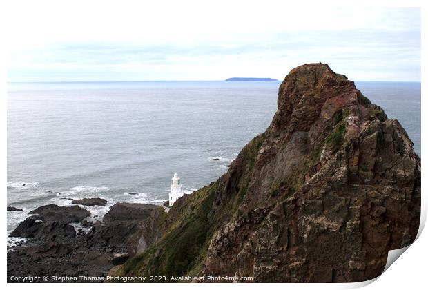 Lundy Island seen from Hartland Point Devon Print by Stephen Thomas Photography 
