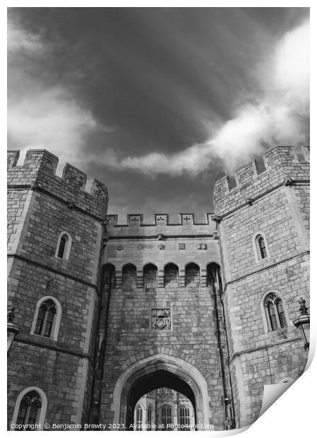 Windsor Castle Black & White Print by Benjamin Brewty