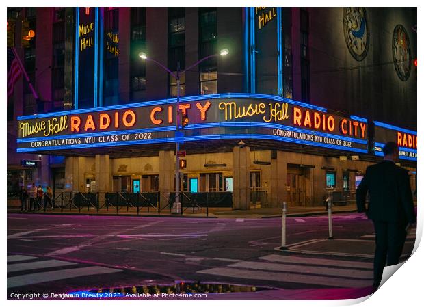 Radio City Music Hall Print by Benjamin Brewty