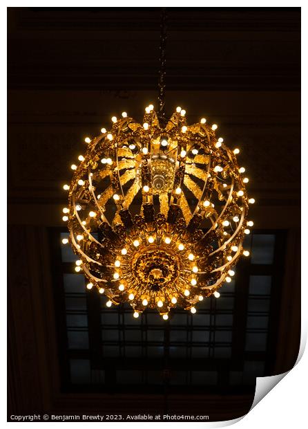 Grand Central Terminal Chandeliers Print by Benjamin Brewty