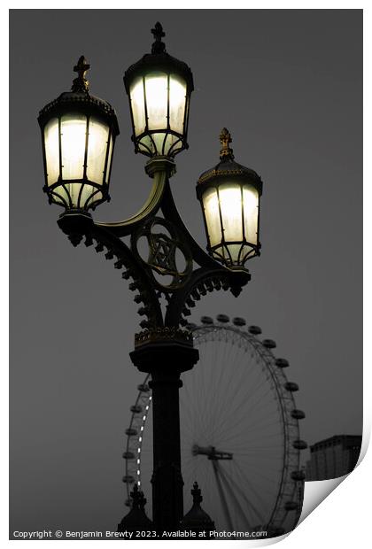 London Street Lamps  Print by Benjamin Brewty