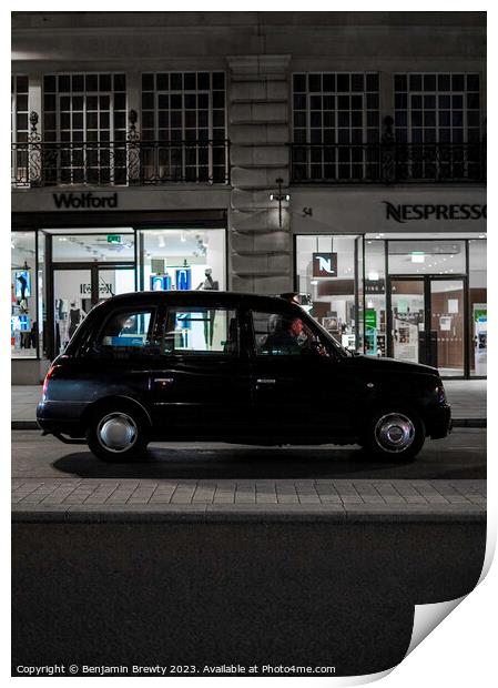 London Taxi Print by Benjamin Brewty