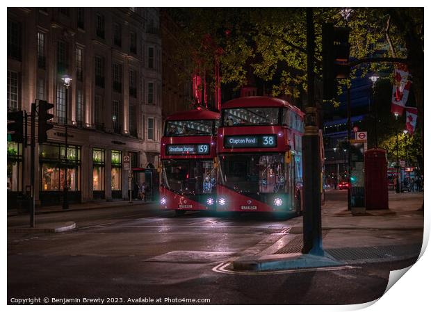 London Buses Print by Benjamin Brewty