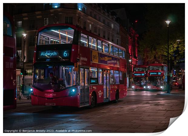 London Buses  Print by Benjamin Brewty