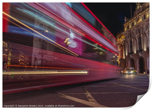 Piccadilly Circus Long Exposure  Print by Benjamin Brewty