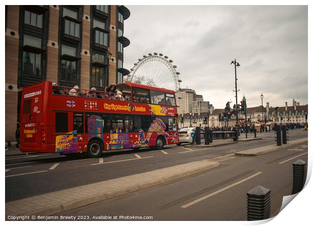 London Sightseeing Bus Print by Benjamin Brewty